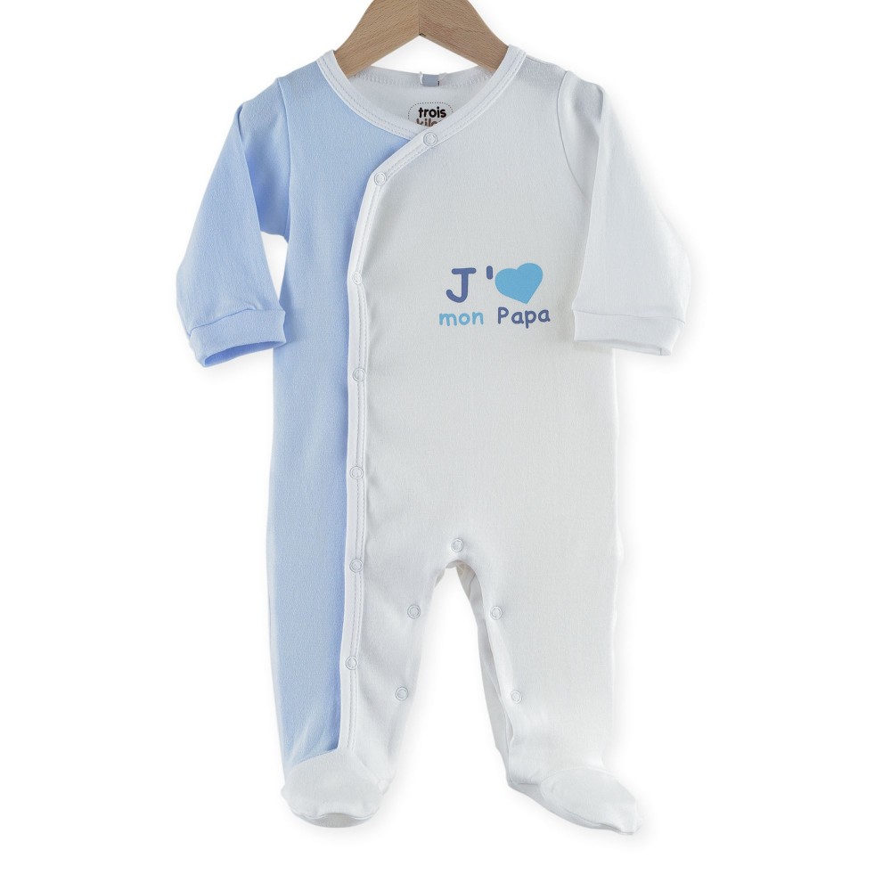 Pyjama/Dorsbien bébé garçon en interlock bleu ciel été Kinousses