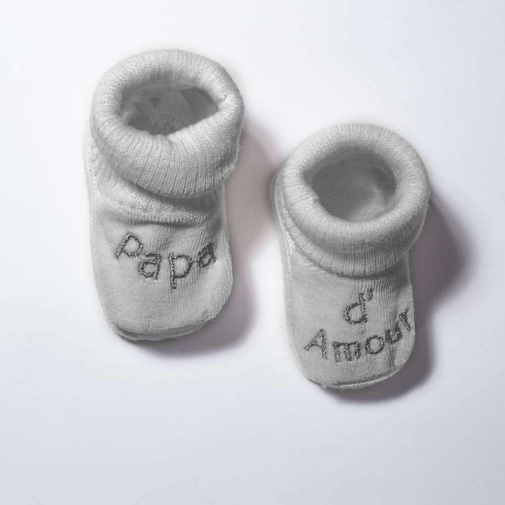 Chaussons Bebe 0 1 Mois Gris Papa D Amour Doux Et Chauds Chaussons Bebe 0 1 Mois Gris Papa D Amour Doux Et Chauds