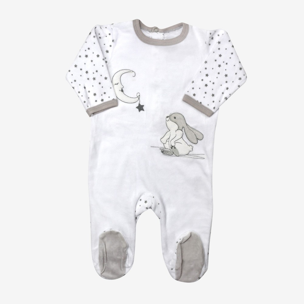 Set Of 3 Baby Girl Pyjamas Lena Velvet Back Opening Set Of 3 Baby Girl Pyjamas Lena Velvet Back Opening