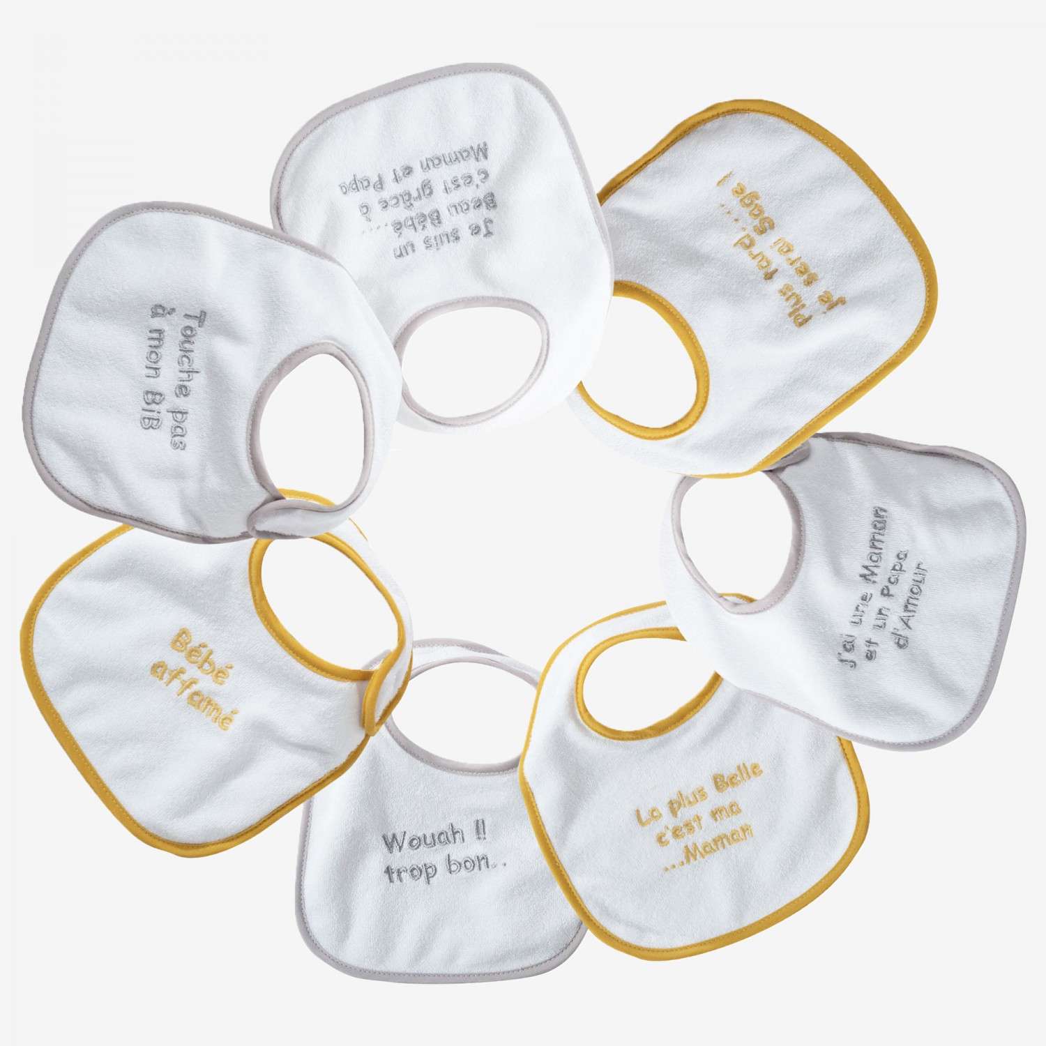 Set Of 7 Unisex Bibs 18 21 Cm Kinousses Set Of 7 Unisex Bibs 18 21 Cm Kinousses