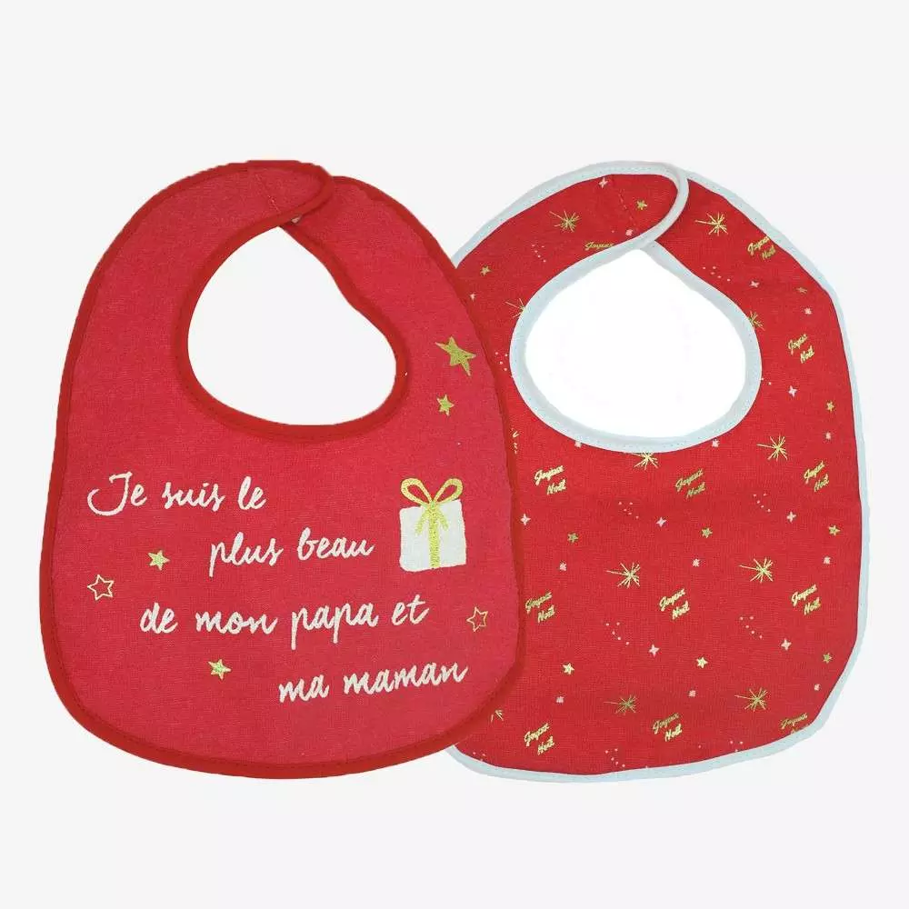 4 pièces Bavoirs bébé premiers cadeaux de bébé de Noël rouge/vert bavoir de bébé nouveau-né de bébé de Noël 