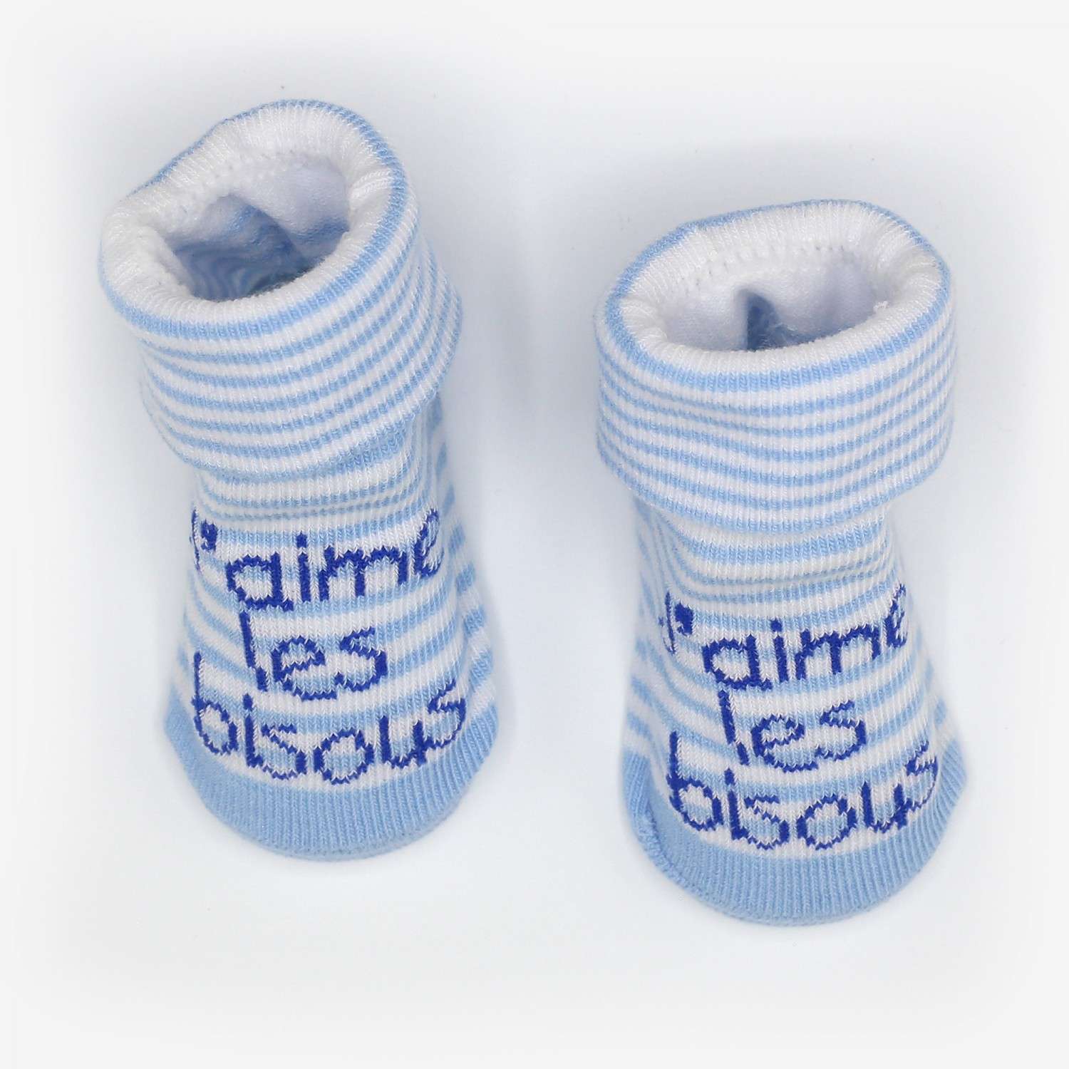 1 Paire De Chaussette Bebe Garcon Bleu Ciel J Aime Les Bisous
