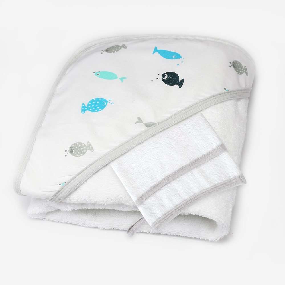 Serviette De Bain Bebe Poissons Bleus