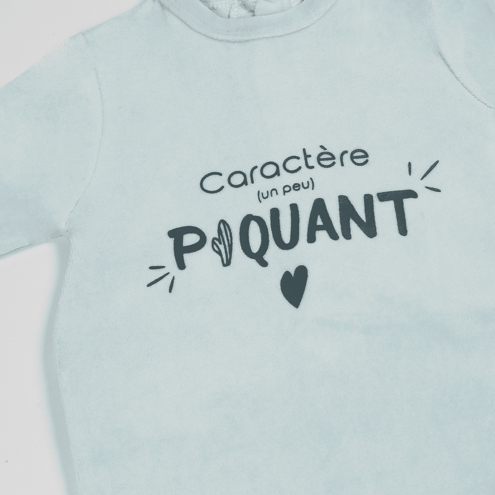Pyjama Bebe Pas Cher En Velours Vert D Eau 6 23 Mois