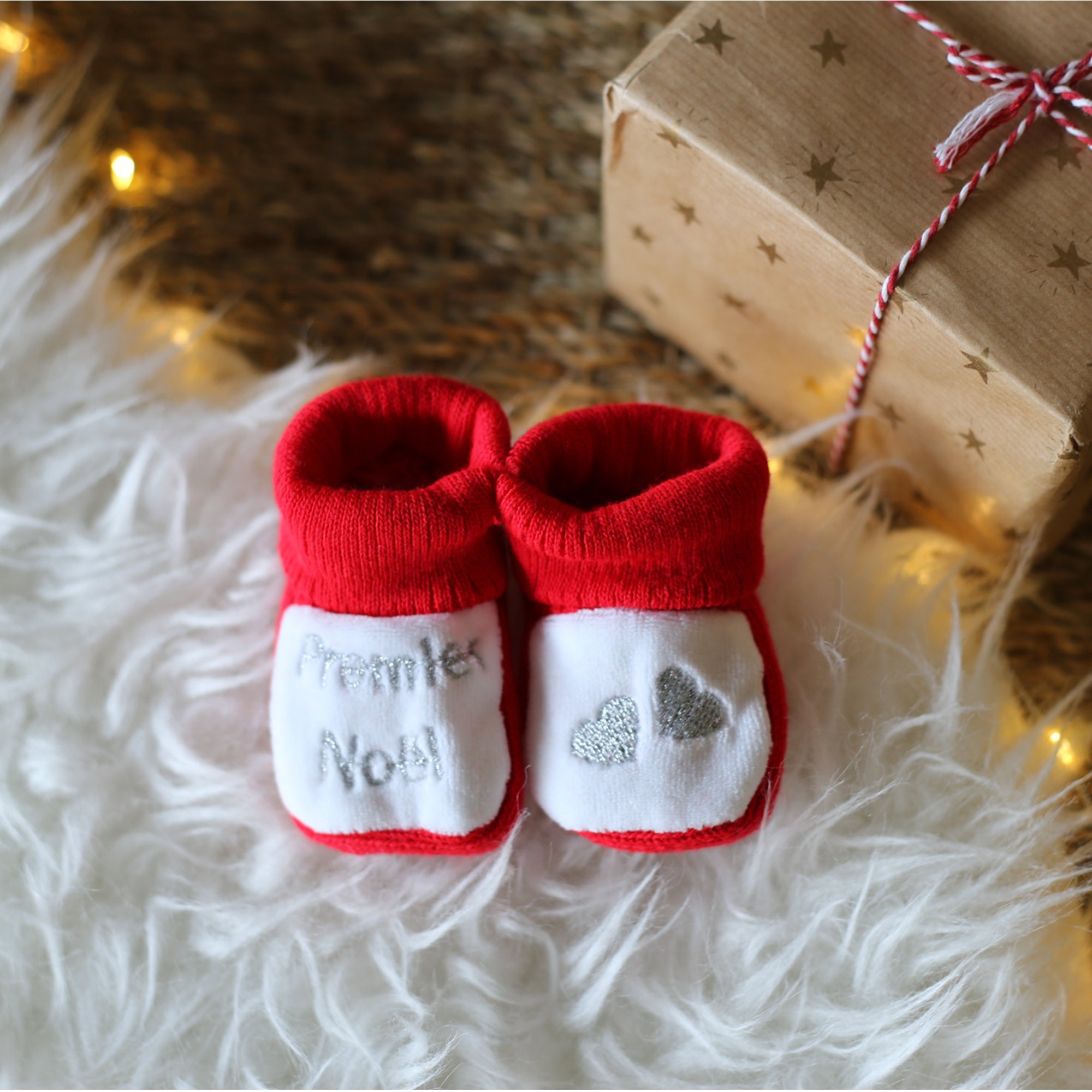 Set 2pz cappello cappellino scarpine Natale ciniglia bimbo bimba neonato  Will B TU
