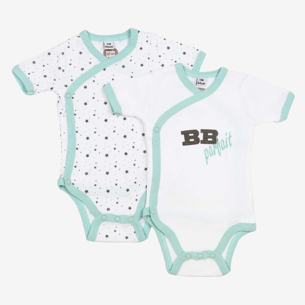 2 Baby Short Sleeve Bodysuit Perfect Baby Short Sleeved Cross Bodysuit