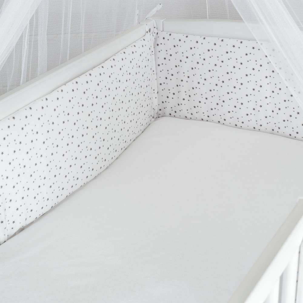 Tour De Lit Pas Cher En Velours Blanc Gris Imprime Etoiles Kinousses Tour De Lit Pas Cher En Velours Blanc Gris Imprime Etoiles Kinousses