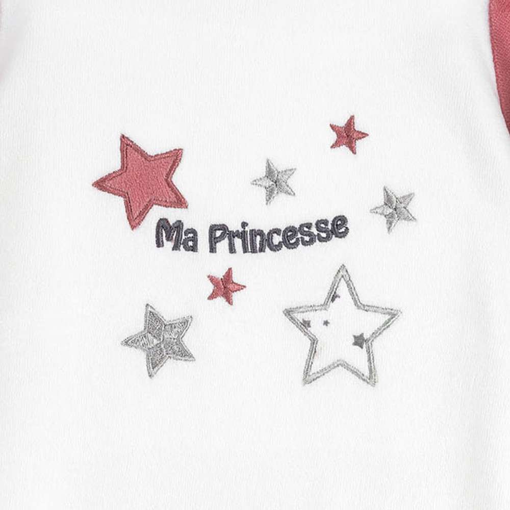 Pyjama Bebe Pas Cher En Velours Blanc Et Fuchsia
