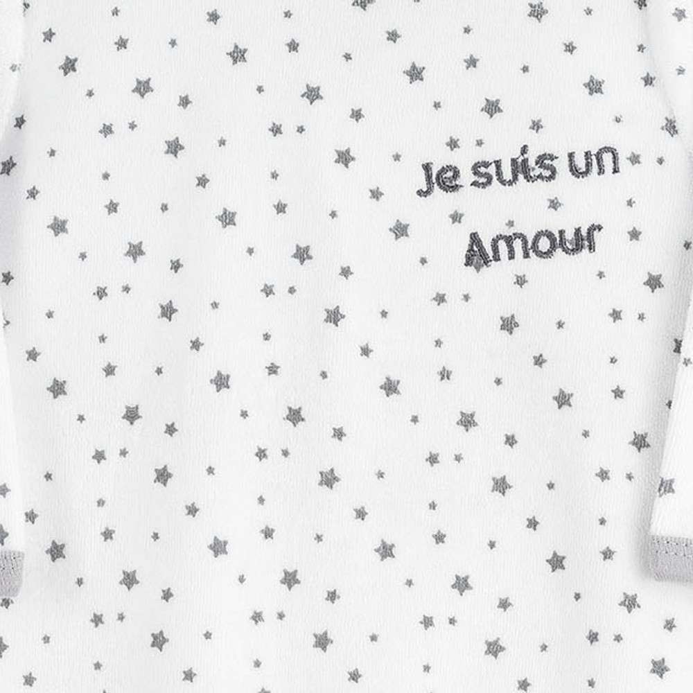 Babygros Blanc Uni Avec Etoiles Grises Unisexe Et Tout Doux