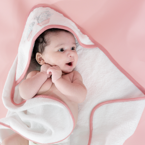 2 Piece White And Pink Terry Cloth Bath Set 70x70 Cm