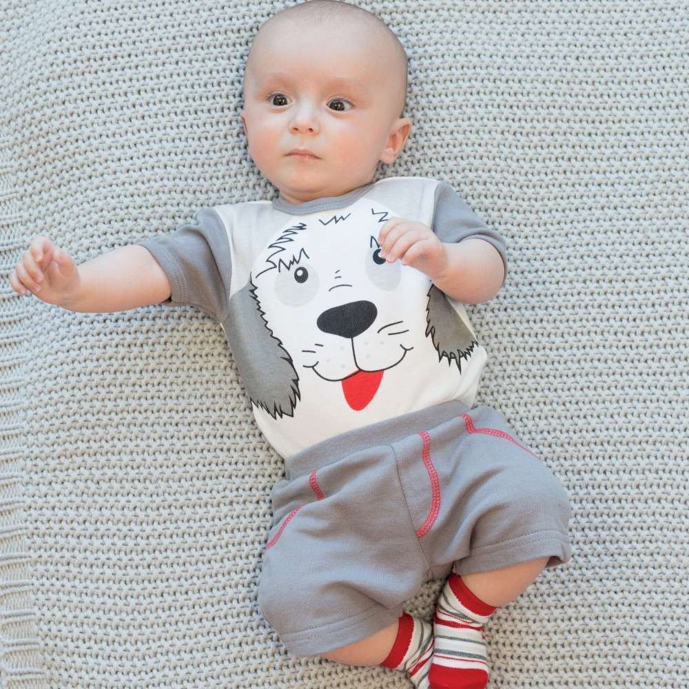 Short Sleeve Bodysuit Fleece Shorts Matching Socks For Baby Boy