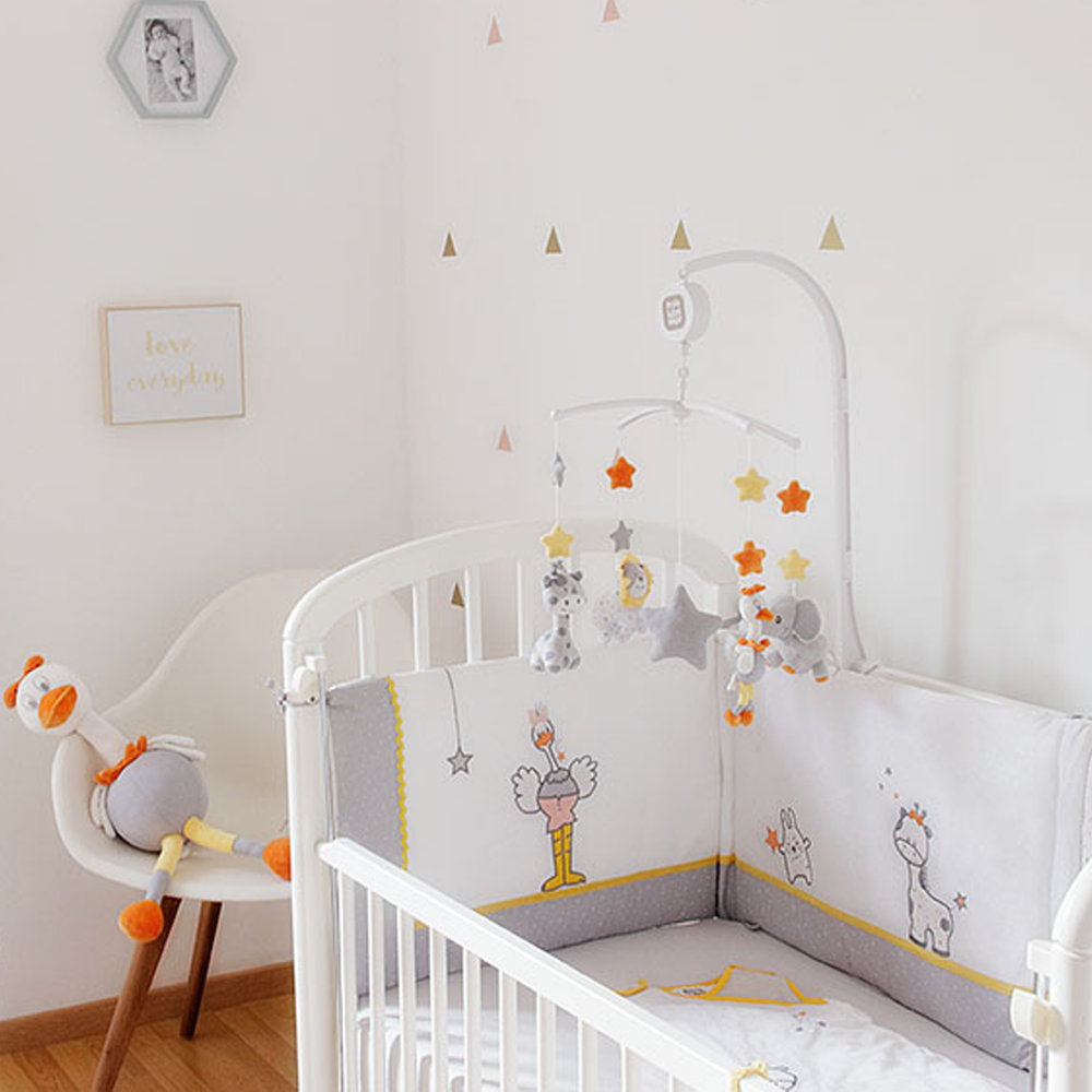 Tour De Lit Bebe Blanc Gris Et Jaune 70x140 Et 60x1