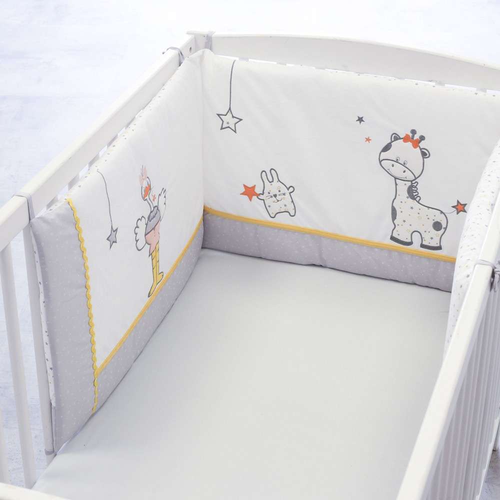 Tour De Lit Bebe Blanc Gris Et Jaune 70x140 Et 60x1