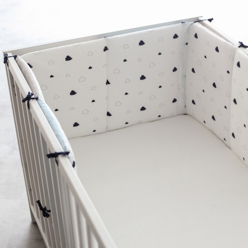 Tour De Lit Pas Cher Bleu Et Blanc Reversible 190x40 Cm Tour De Lit Pas Cher Bleu Et Blanc Reversible 190x40 Cm