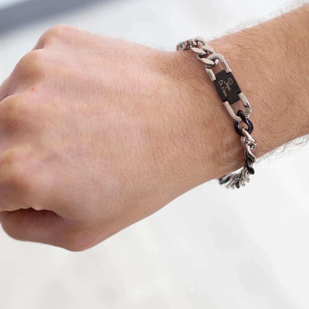 Bijoux Bracelet Gourmette Acier Homme Papa On T Aime