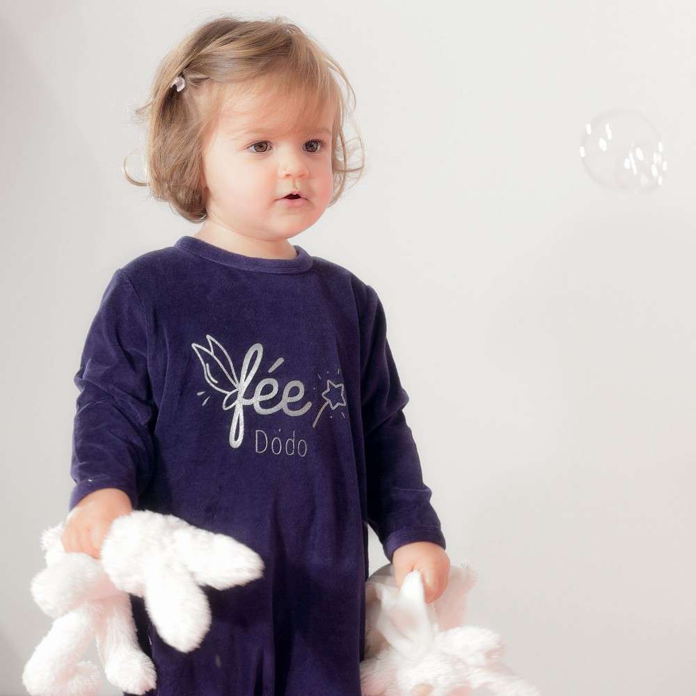 Set Of 3 Baby Girl Pyjamas In Velvet