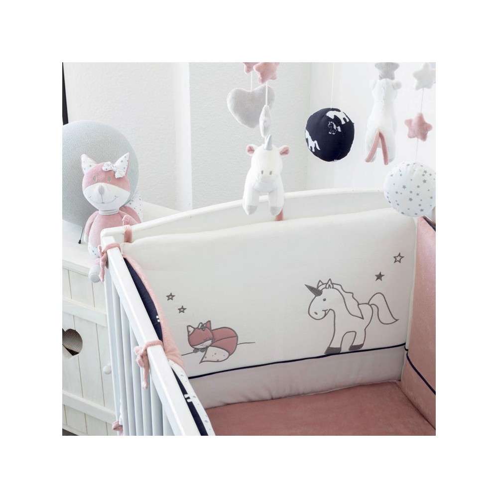 Tour De Lit Bebe Fille Bleu Et Rose Reversible Licornes Et Renarde Tour De Lit Bebe Fille Bleu Et Rose Reversible Licornes Et Renarde