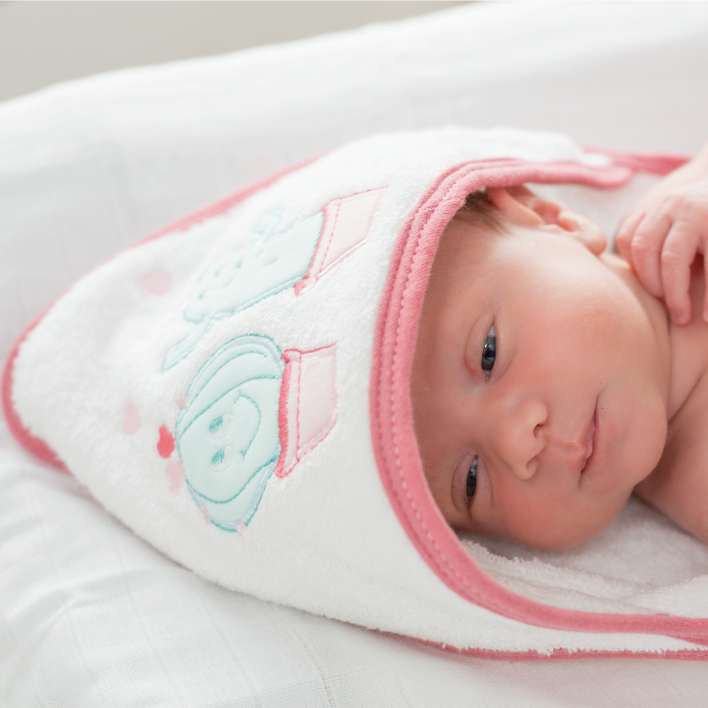 2 Piece White And Pink Terry Cloth Bath Set 70x70 Cm