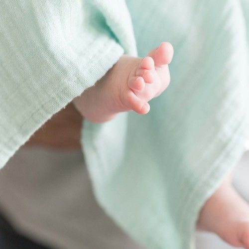 3 Nappies Cotton Baby Nappies Water Green In Muslin Cotton 70x70 Cm