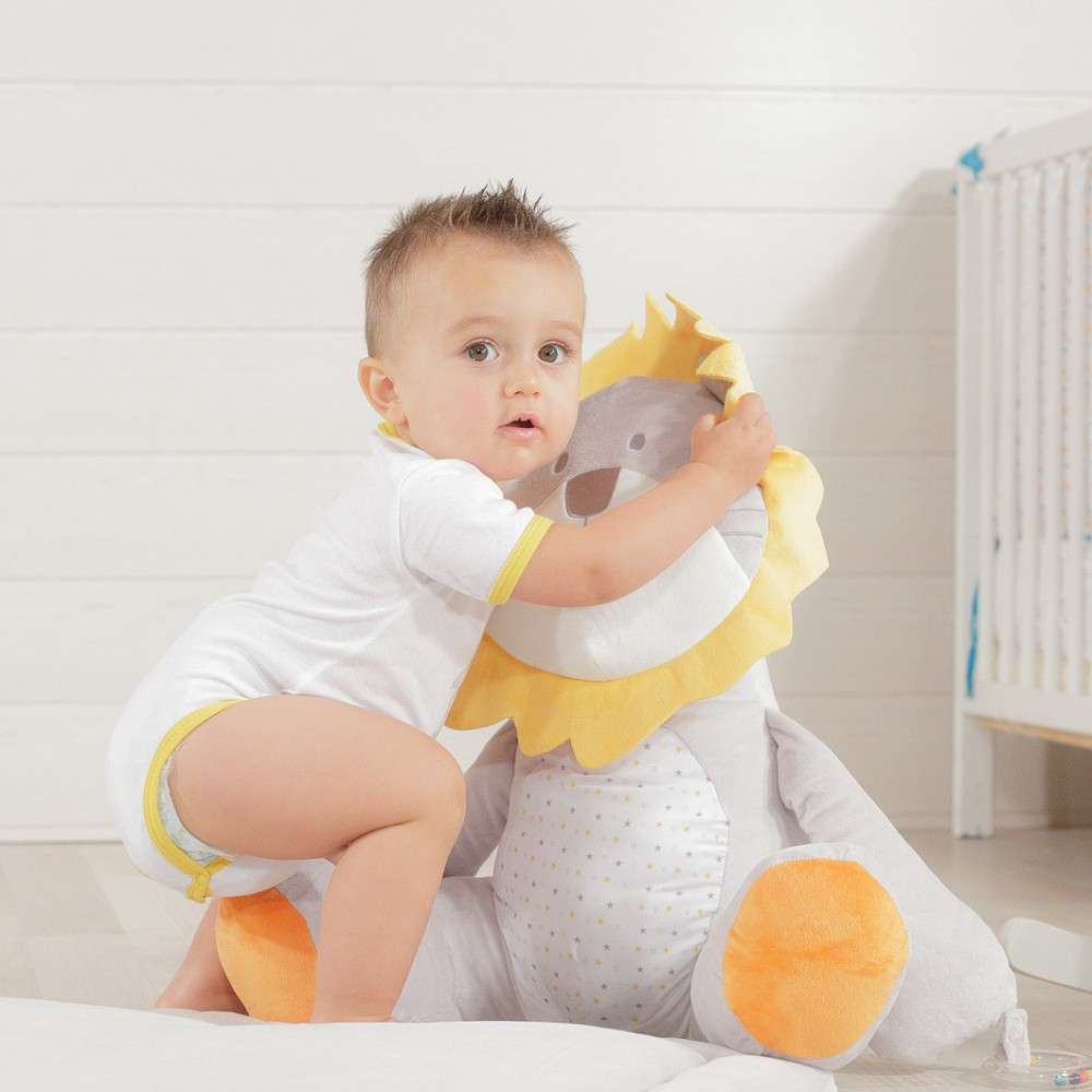 Peluche Lion Grise 56 Cm Avec Anneau De Dentition