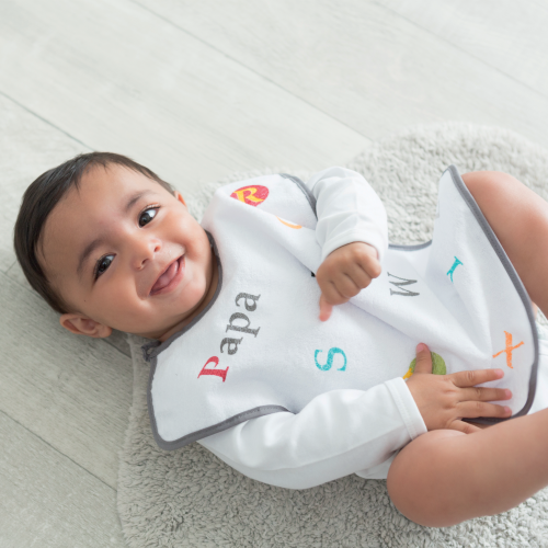 3 Large Unisex Bibs With Elastic Collar In Coloured Plastified Terry Cloth 3 Large Unisex Bibs With Elastic Collar In Coloured Plastified Terry Cloth