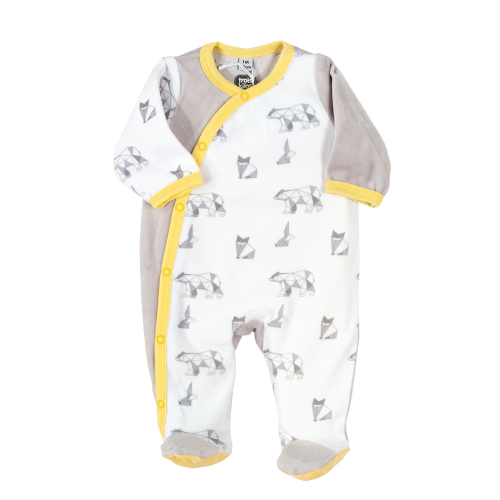 Pyjama Bebe Garcon A Ouverture Devant En Velours Imprime Origami Pyjama Bebe Garcon A Ouverture Devant En Velours Imprime Origami