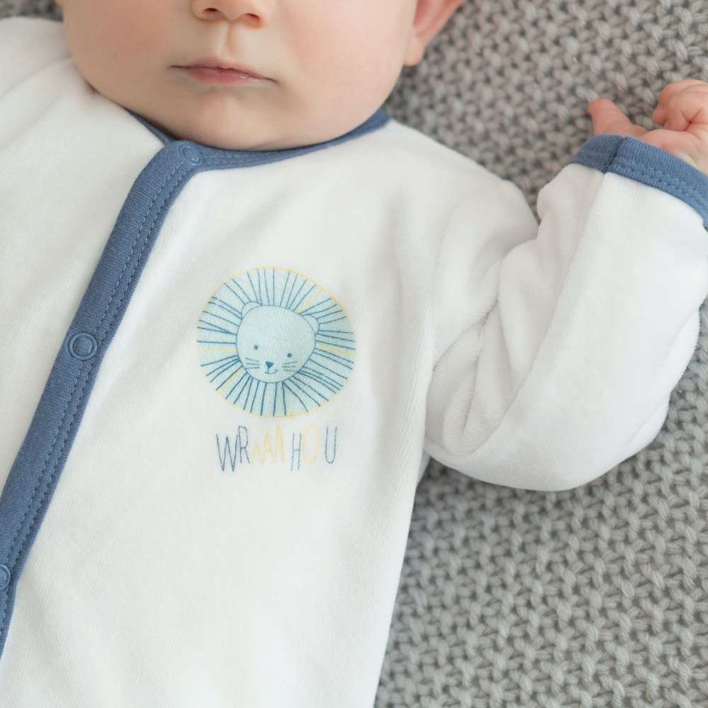 Boy Birth Pyjamas With Opening In Front In Soft And Warm Velvet
