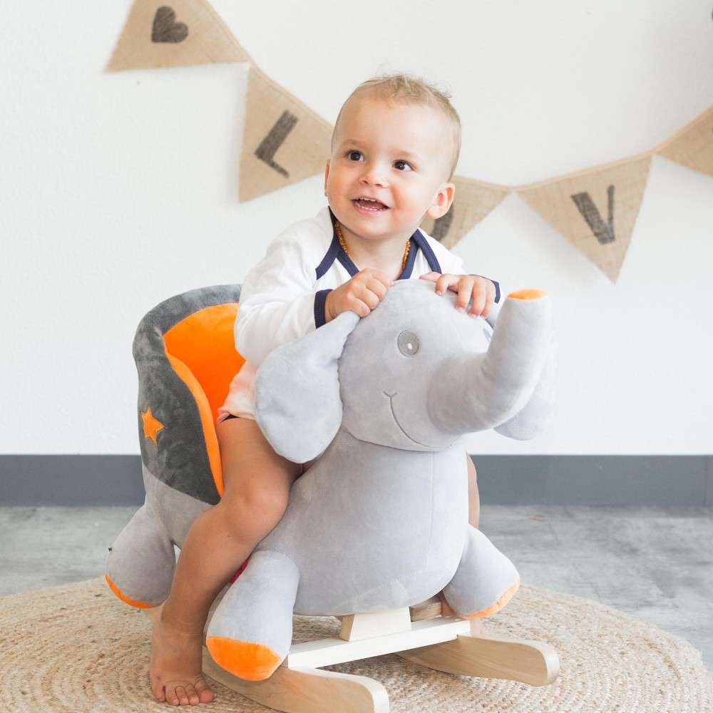 Jouet A Bascule Bebe Garcon 10 A 36 Mois Gris Et Orange
