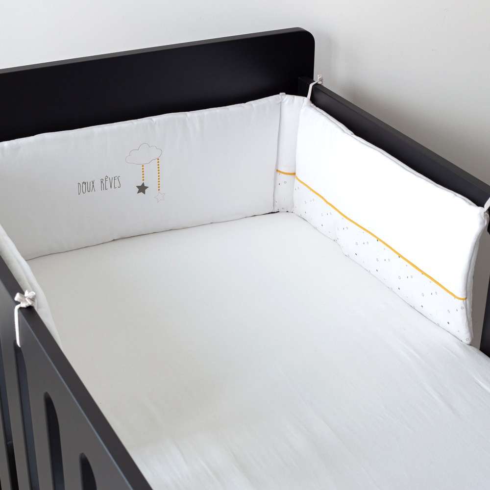 White And Grey Cotton Cot Bumper Sweet Dreams Free Delivery